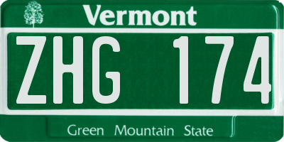 VT license plate ZHG174