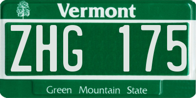 VT license plate ZHG175