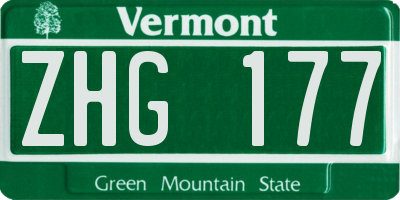 VT license plate ZHG177
