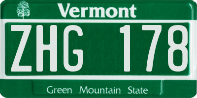 VT license plate ZHG178