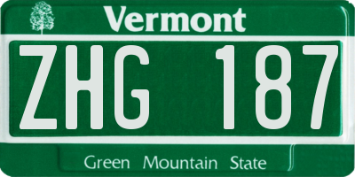 VT license plate ZHG187