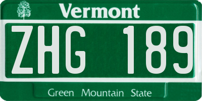VT license plate ZHG189