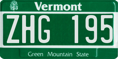 VT license plate ZHG195