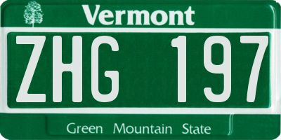 VT license plate ZHG197