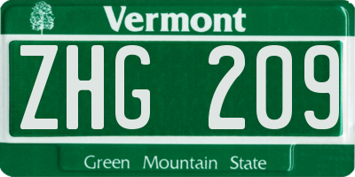 VT license plate ZHG209