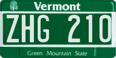 VT license plate ZHG210