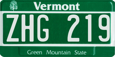 VT license plate ZHG219