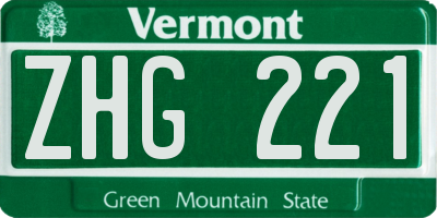 VT license plate ZHG221