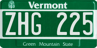 VT license plate ZHG225