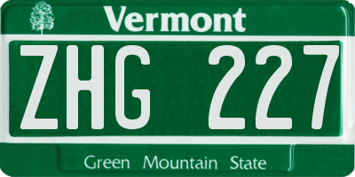 VT license plate ZHG227
