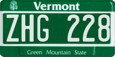 VT license plate ZHG228