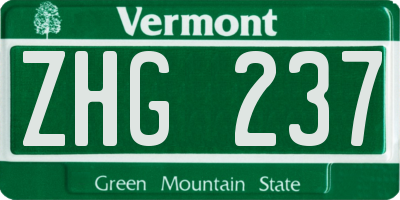 VT license plate ZHG237