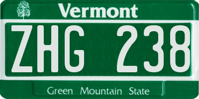 VT license plate ZHG238