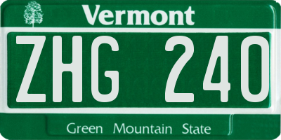 VT license plate ZHG240