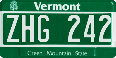 VT license plate ZHG242