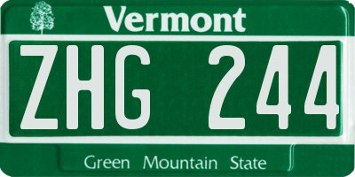 VT license plate ZHG244