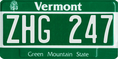 VT license plate ZHG247
