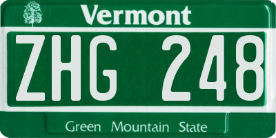 VT license plate ZHG248