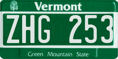 VT license plate ZHG253