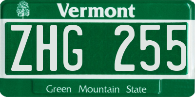 VT license plate ZHG255