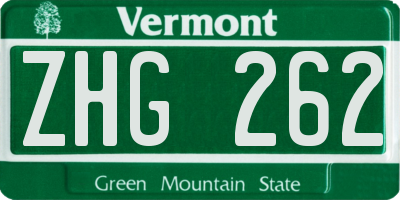 VT license plate ZHG262