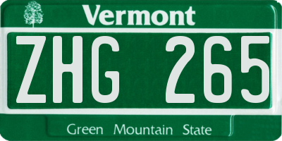 VT license plate ZHG265