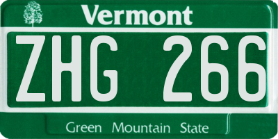 VT license plate ZHG266