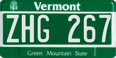 VT license plate ZHG267