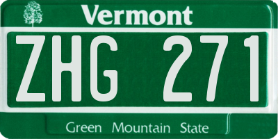 VT license plate ZHG271