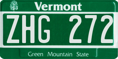 VT license plate ZHG272