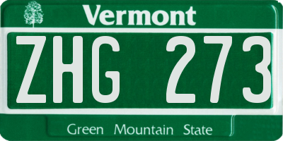 VT license plate ZHG273