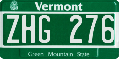 VT license plate ZHG276