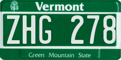 VT license plate ZHG278