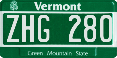 VT license plate ZHG280