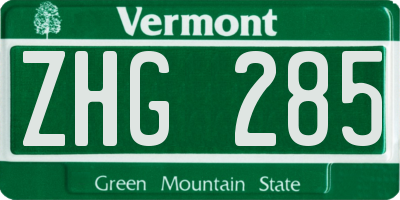 VT license plate ZHG285