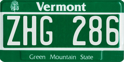 VT license plate ZHG286