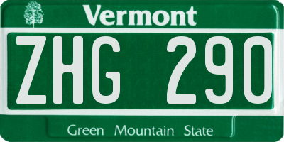 VT license plate ZHG290