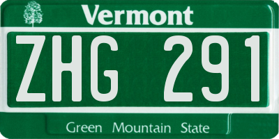 VT license plate ZHG291