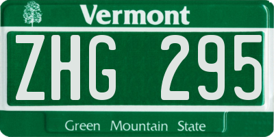 VT license plate ZHG295