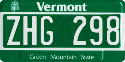 VT license plate ZHG298