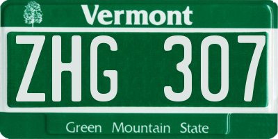 VT license plate ZHG307
