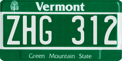 VT license plate ZHG312
