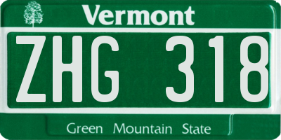 VT license plate ZHG318