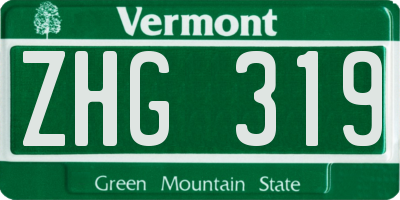 VT license plate ZHG319
