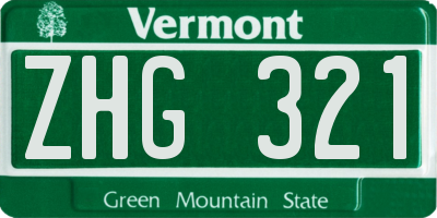 VT license plate ZHG321