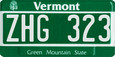 VT license plate ZHG323