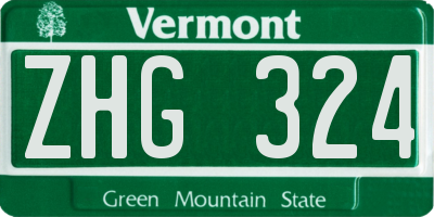 VT license plate ZHG324