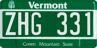 VT license plate ZHG331