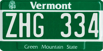 VT license plate ZHG334