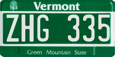 VT license plate ZHG335